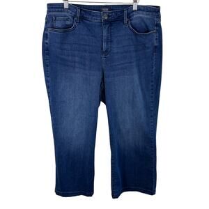 NYDJ Medium Wash Teresa Wide Leg Cropped High Rise Lift Tuck‎ Jeans Size 14